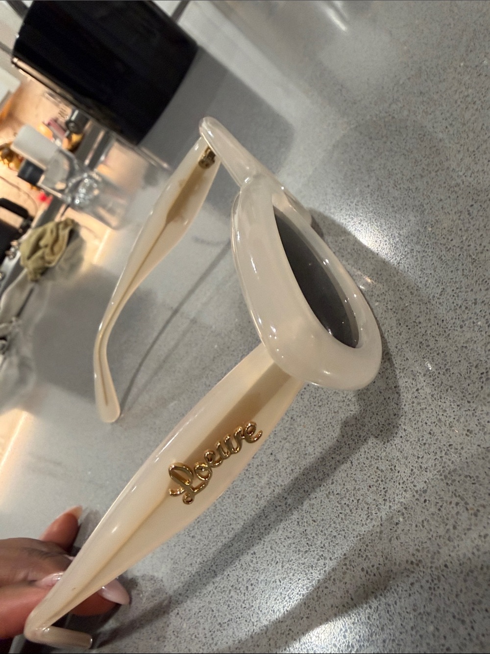 Loewe Cream and Black Cat-Eye Sunglasses